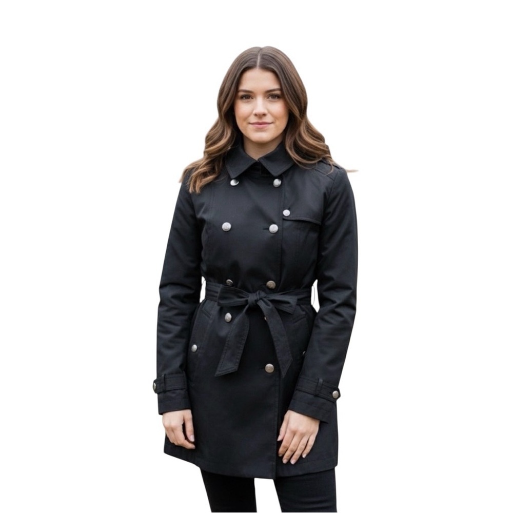 Gallery Black Belted Trench Coat Jacket – Women’s Medium